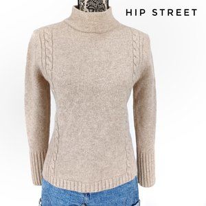 SONOMA Mock Turtleneck LS Cable Knit 100% Lambswool Sweater M